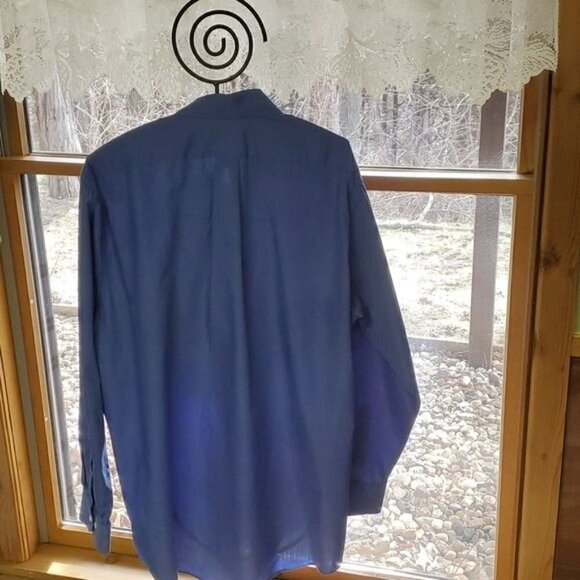 Heusen Poplin Blue Casual Long Sleeve‎ Button Down Sz. 16.5 Shirt - Picture 5 of 9